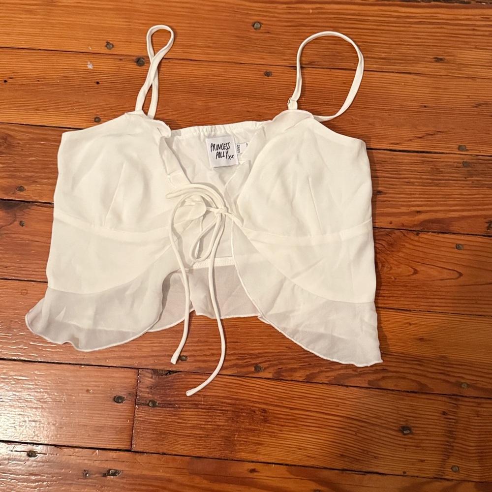 Princess Polly Ivory Tie-Front Blouse